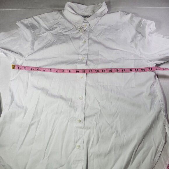 Madewell Women White Relaxed Mid Weight Button-Up Shirt Size L - Picture 5 of 7